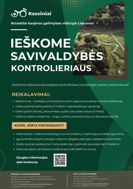 Konkursas į savivaldybės kontrolieriaus (-ės) pareigas