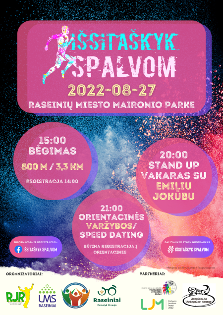 Kviečiame dalyvauti bėgime „Išsitaškyk spalvom“